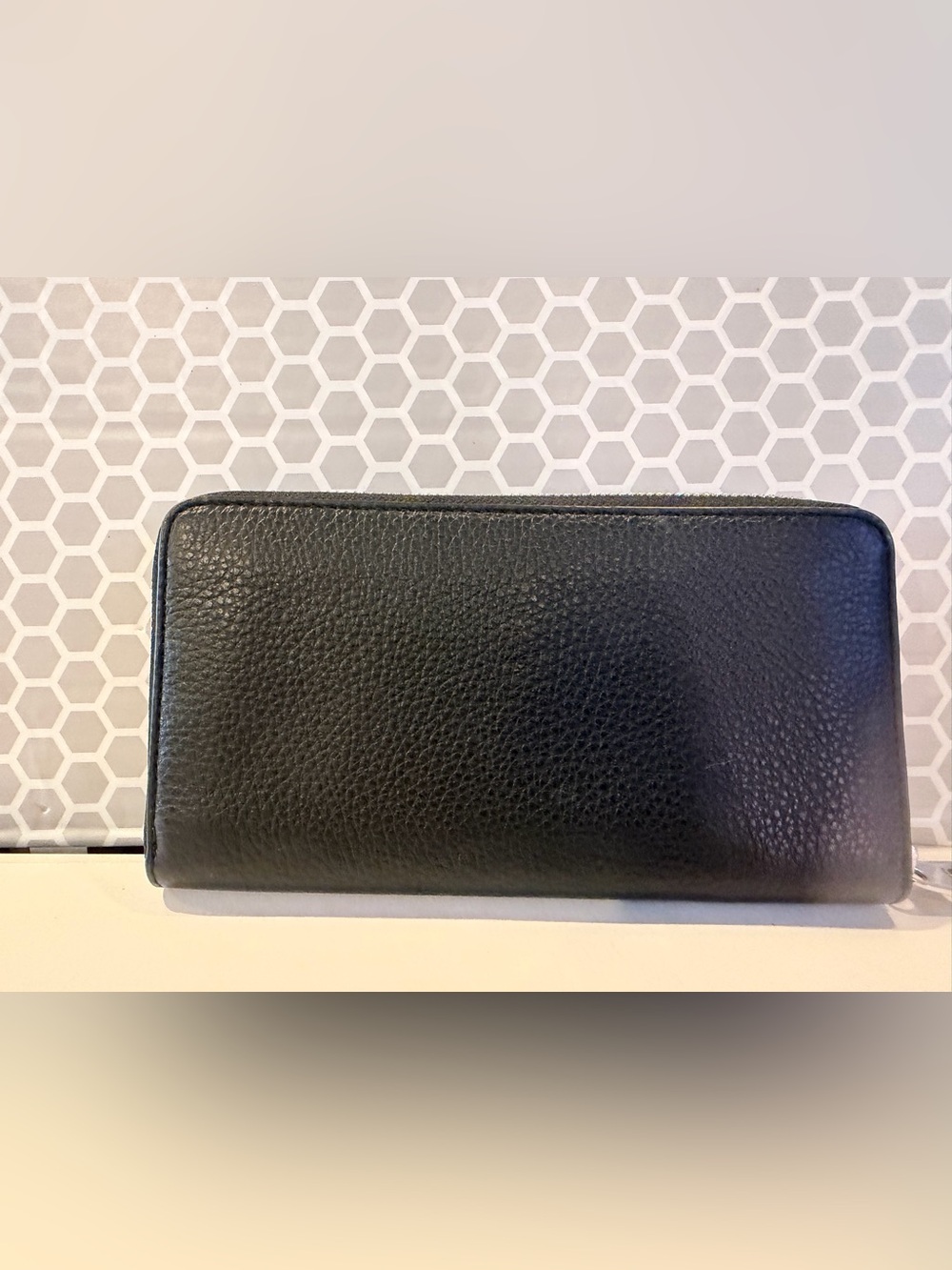 Coach Black Pebbled Leather Zip Wallet with Silver Logo - Picture 2 of 5